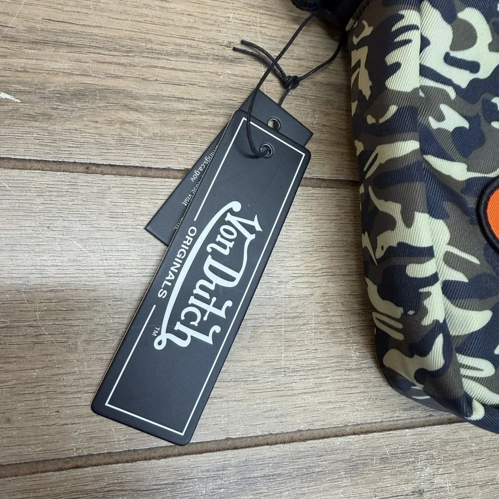 Von Dutch Camo Crossbody Bag Unisex Y2K Style Logo Grunge Festival NWT